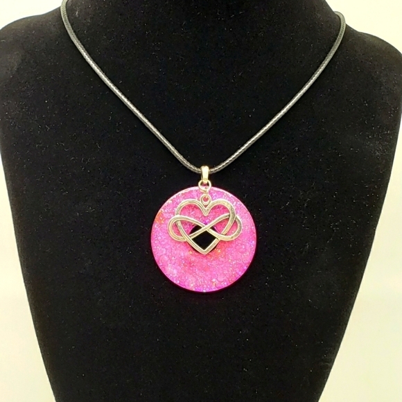 Heart in the Infinity Symbol Charm Pendent Necklace - Picture 3 of 5